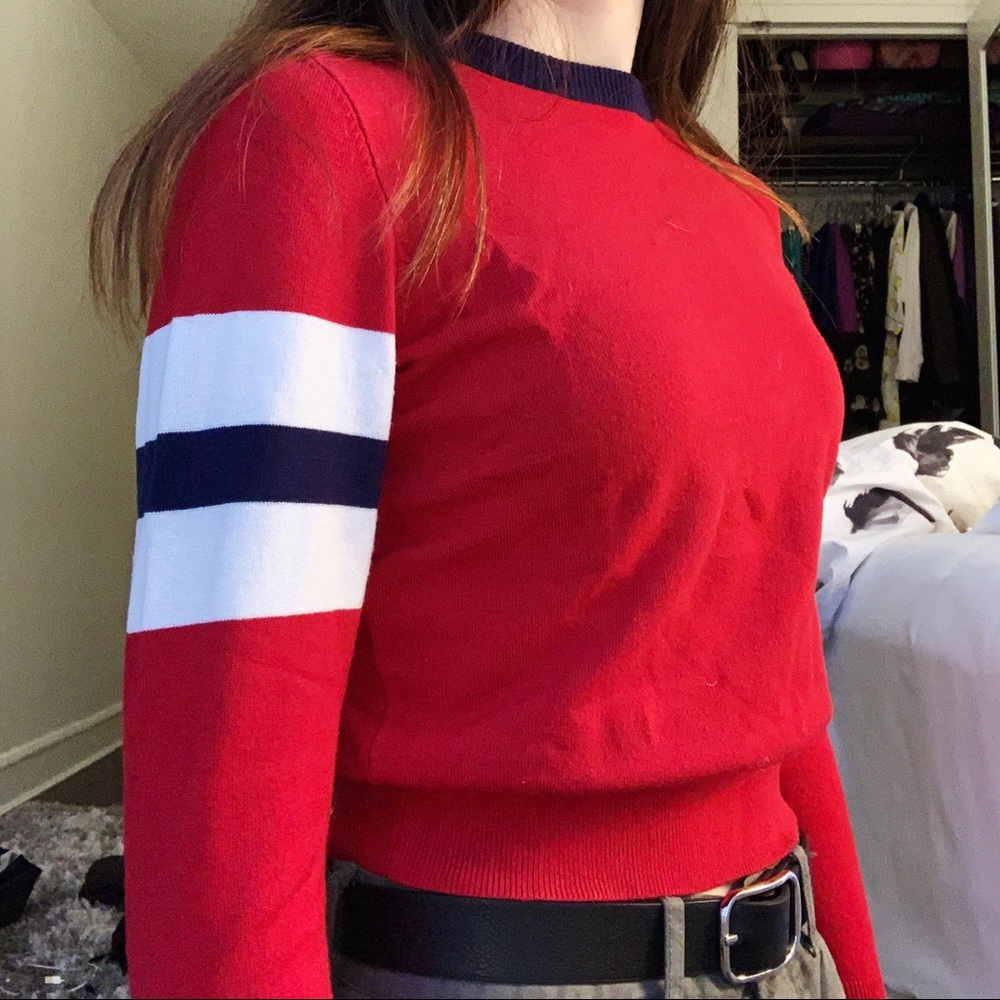 red sweater shirt